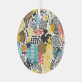 ヴィンテージフローラ:シームレスグラスバックグラウンド ガラスオーナメント (正面左)