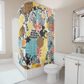 ヴィンテージフローラ：シームレスグラスバックグラウンド シャワーカーテン (インサイチュ)