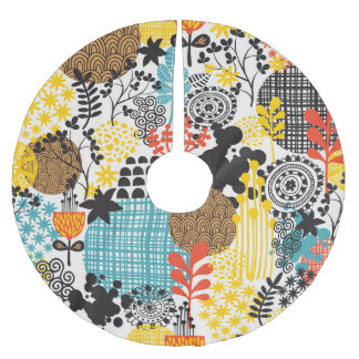 ヴィンテージフローラ：シームレスグラスバックグラウンド ブラッシュドポリエステルツリースカート