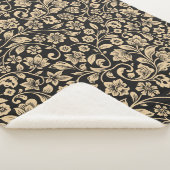 ヴィンテージフローラ、スタイル設定された灰色の背景 シェルパブランケット (3/4)