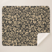 ヴィンテージフローラ、スタイル設定された灰色の背景 シェルパブランケット (正面(横))