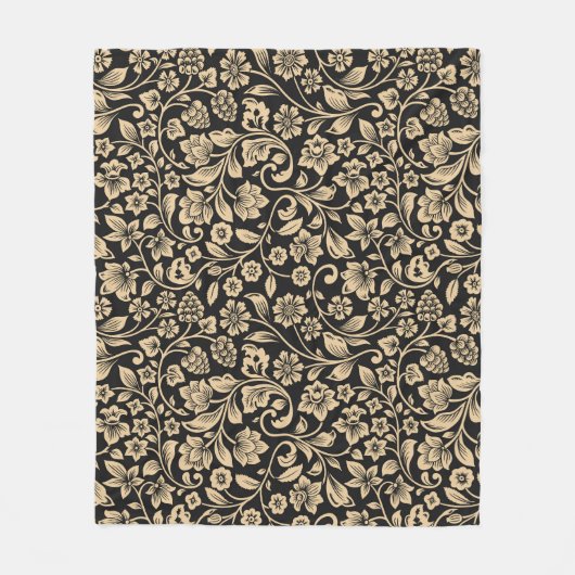 ヴィンテージフローラ、スタイル設定された灰色の背景 フリースブランケット (正面)