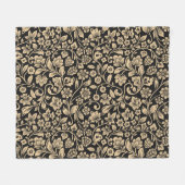 ヴィンテージフローラ、スタイル設定された灰色の背景 フリースブランケット (正面(横))