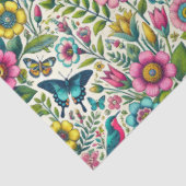 ヴィンテージフローラ&バタフライパターン（の模様が）あるティッシュペーパー 薄葉紙 (詳細)
