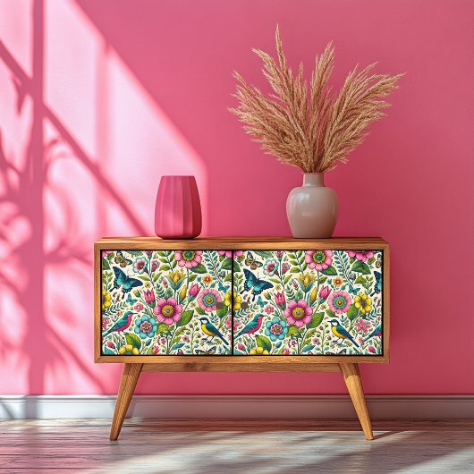 ヴィンテージフローラ&バタフライパターン（の模様が）あるティッシュペーパー 薄葉紙