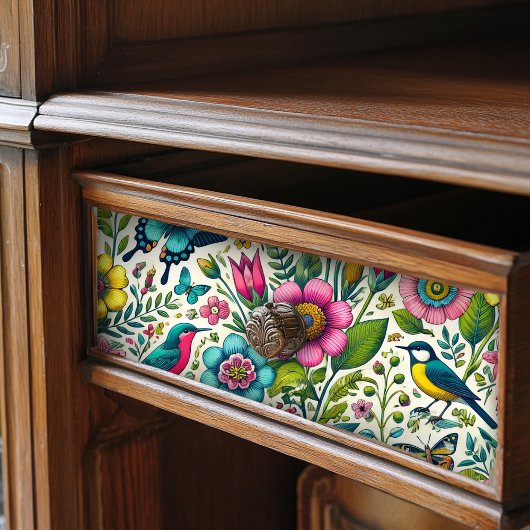 ヴィンテージフローラ&バタフライパターン(の模様が)あるティッシュペーパー 薄葉紙