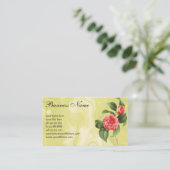ヴィンテージフローラ、ピンクカメリアフラワーズバイルドゥート 名刺 (スタンド正面)