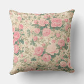 ヴィンテージフローラ – ピンクローズパターン クッション (裏面)