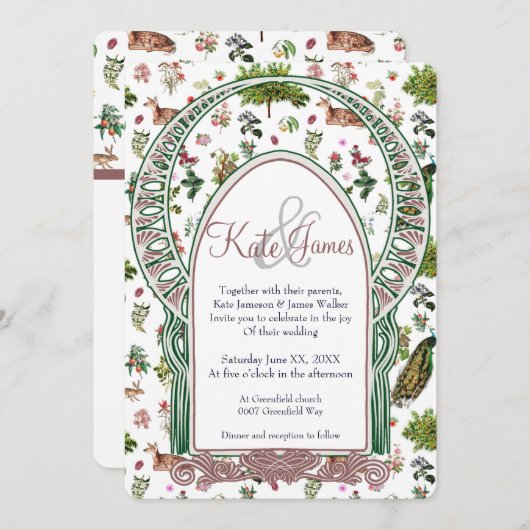 ヴィンテージフローラ&ファウナ結婚式招待状 招待状 (正面/裏面)