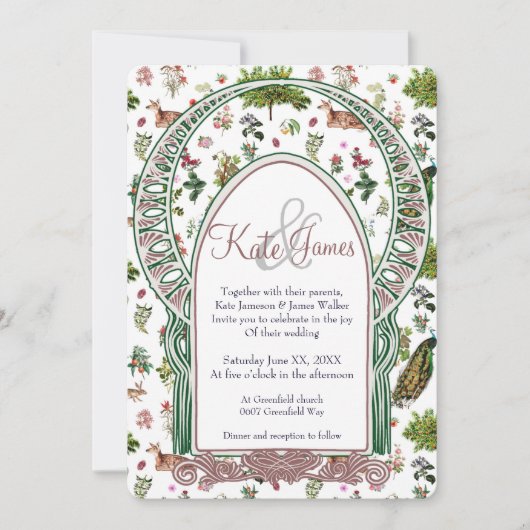 ヴィンテージフローラ&ファウナ結婚式招待状 招待状 (正面)