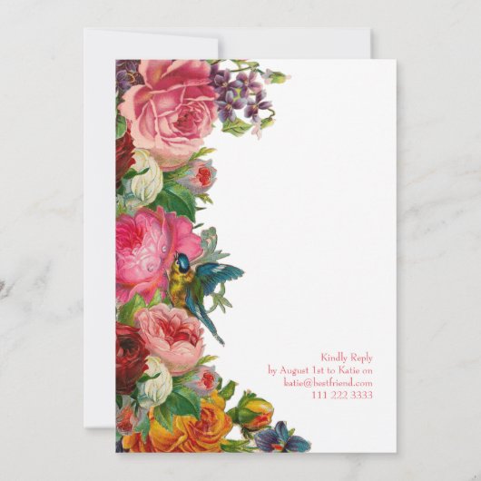 ヴィンテージフローラ |ブライダルアフタヌーンティー 招待状 (裏面)