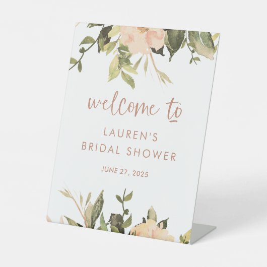 ヴィンテージフローラ |ブライダルシャワーへようこそ 台座サイン (正面)