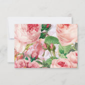 ヴィンテージフローラ&ボタニカルピンクローズウェディングRSVP 出欠カード (裏面)