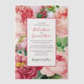 ヴィンテージフローラ&ボタニカルピンクローズ結婚ズインヴィ ベラム紙招待状 (正面)
