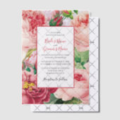 ヴィンテージフローラ&ボタニカルピンクローズ結婚ズインヴィ ベラム紙招待状 (オフセット (招待状))