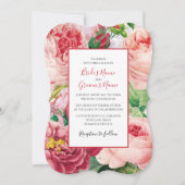 ヴィンテージフローラ&ボタニカルピンクローズ結婚ズインヴィ 招待状 (正面)