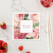 ヴィンテージフローラ&ボタニカルピンクローズ結婚ズ スタンダードカクテルナプキン (インサイチュ)