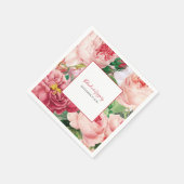 ヴィンテージフローラ&ボタニカルピンクローズ結婚ズ スタンダードカクテルナプキン (角)