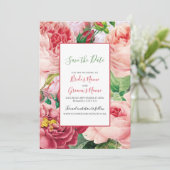 ヴィンテージフローラ&ボタニカルピンクローズ結婚ズ セーブザデート (スタンド正面)