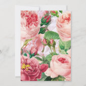 ヴィンテージフローラ&ボタニカルピンクローズ結婚ズ セーブザデート (裏面)