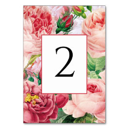 ヴィンテージフローラ&ボタニカルピンクローズ結婚ズ テーブルナンバー