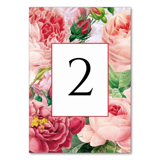 ヴィンテージフローラ&ボタニカルピンクローズ結婚ズ テーブルナンバー (正面)