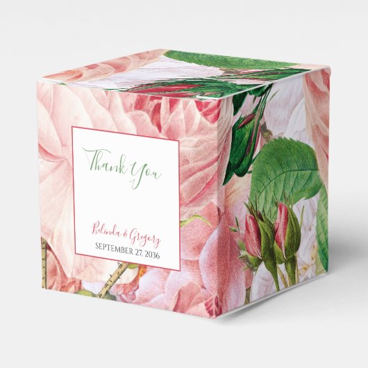 ヴィンテージフローラ&ボタニカルピンクローズ結婚ズ フェイバーボックス (正面サイド)