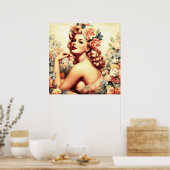 ヴィンテージフローラ ポスター (キッチン)