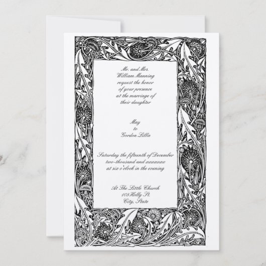 ヴィンテージフローラ&リーフアールヌーボーフレーム 招待状 (正面)