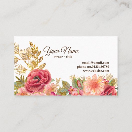 ヴィンテージフローラ,レトロビジネスカード 名刺 (裏面)