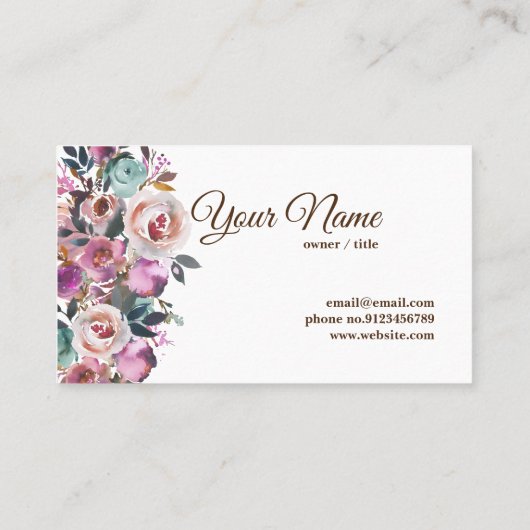 ヴィンテージフローラ,レトロビジネスカード 名刺 (裏面)