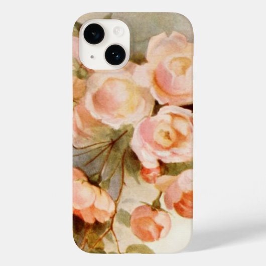 ヴィンテージフローラ、ロマンチックなアンティークピンクのバラの花 Case-Mate iPhoneケース (裏面)