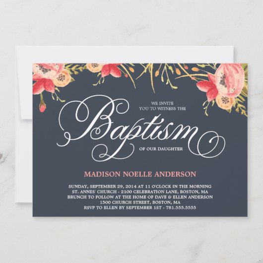 ヴィンテージフローラ|洗礼招待状 招待状 (正面)