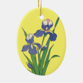 ヴィンテージフローラ、紫春ガーデンアイリスフラワー セラミックオーナメント (裏面)