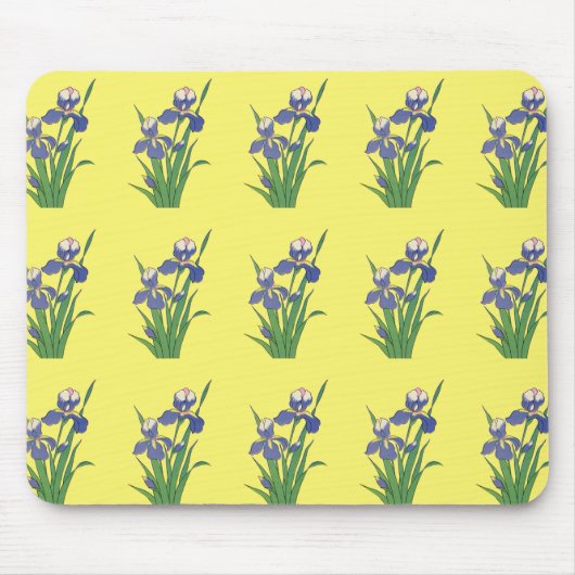 ヴィンテージフローラ、紫春ガーデンアイリスフラワー マウスパッド (正面)