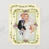 ヴィンテージフローラ、結婚式招待状、 インビテーションポストカード (正面/裏面)