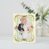 ヴィンテージフローラ、結婚式招待状、 インビテーションポストカード (スタンド正面)