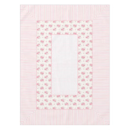 ヴィンテージフローラ、線、ドットのテーブルクロス52"x70" テーブルクロス