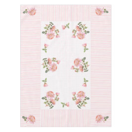 ヴィンテージフローラ、線、ドットのテーブルクロス52"x70" テーブルクロス