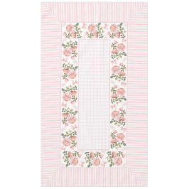 ヴィンテージフローラ、線、ドットのテーブルクロス60"x104" テーブルクロス