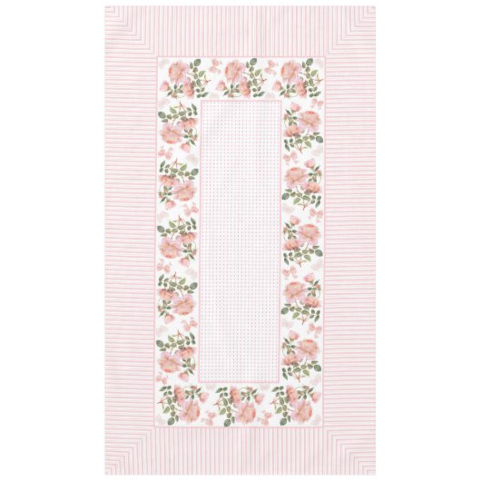 ヴィンテージフローラ、線、ドットのテーブルクロス60"x104" テーブルクロス (正面)