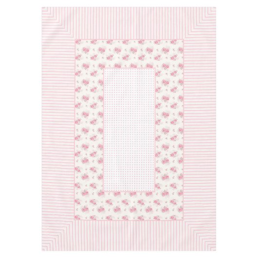 ヴィンテージフローラ、線、ドットのテーブルクロス60"x84" テーブルクロス (正面)