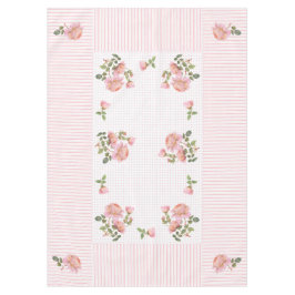 ヴィンテージフローラ、線、ドットのテーブルクロス60"x84" テーブルクロス