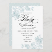 ヴィンテージフローラ | Blue Boy Baby Shower 招待状 (正面/裏面)