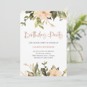 ヴィンテージフローラ | QRコード誕生日パーティー 招待状 (スタンド正面)