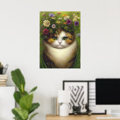 ヴィンテージフローラCatポスターDecopageまたはコラージュ ポスター (ホームオフィス)