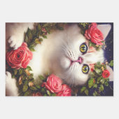 ヴィンテージフローラCats紙（デコページまたはコラージュ） ラッピングペーパーシート (正面3)