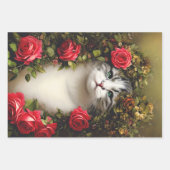 ヴィンテージフローラCats紙（デコページまたはコラージュ） ラッピングペーパーシート (正面2)