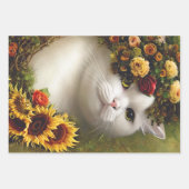 ヴィンテージフローラCats紙（デコページまたはコラージュ） ラッピングペーパーシート (正面)