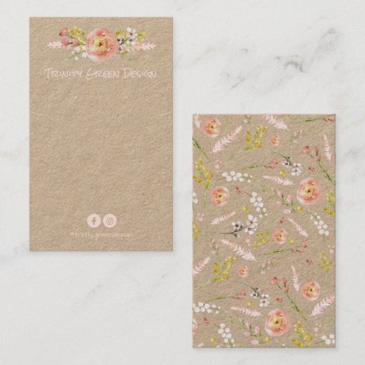 ヴィンテージフローラDIYネックレスイヤリングカードホルダー 名刺 (正面/裏面)